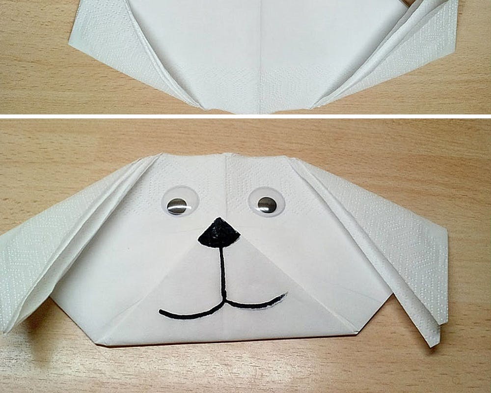 Pliage de serviette en chien