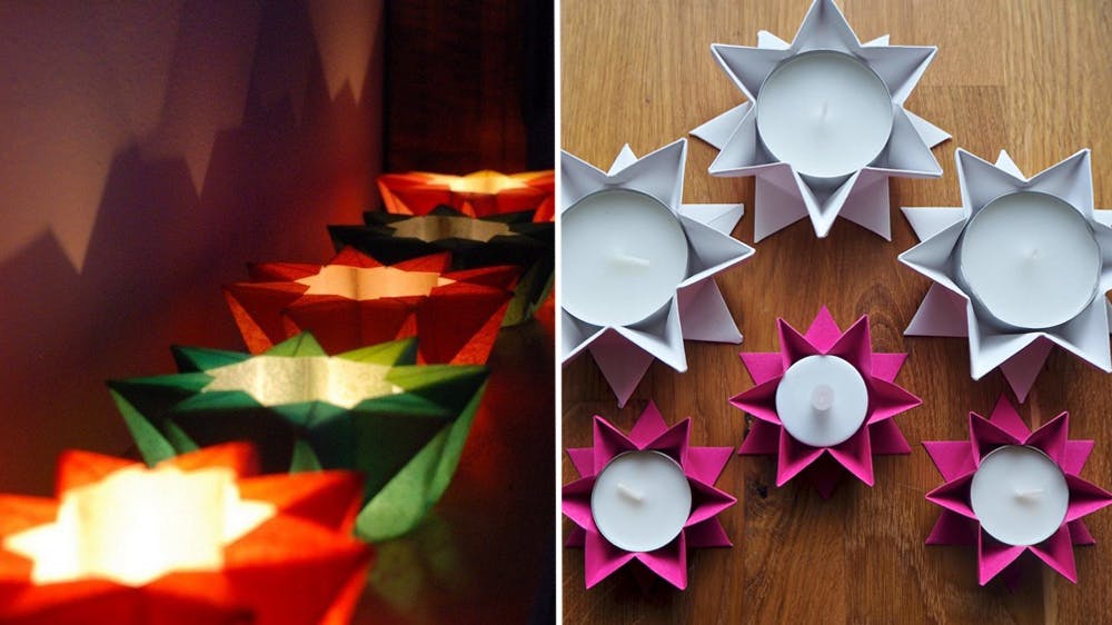 Des portes-bougies en origami