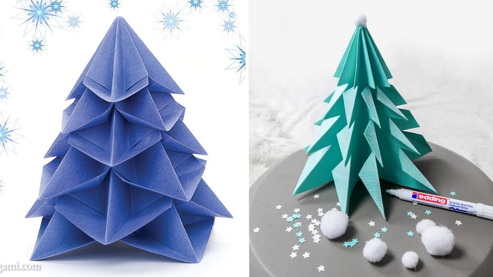 Des sapins de Noël en origami