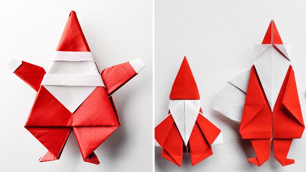 Des Pères Noël en origami