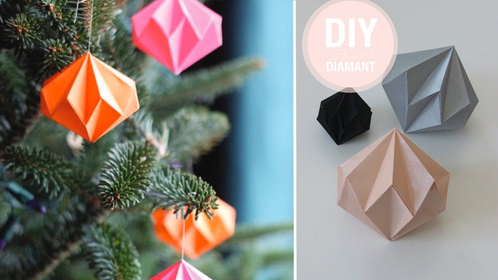 Des boules diamants de Noël en origami