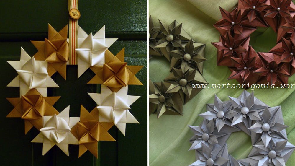 Des couronnes de Noël en origami