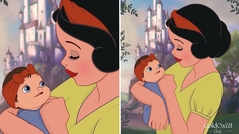 La princesse Disney Blanche Neige devenue maman par Oksana Pashchenko