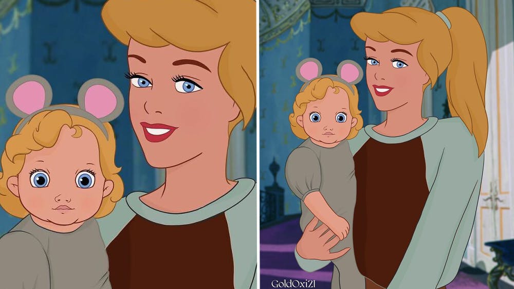 La princesse Disney Cendrillon devenue maman par Oksana Pashchenko