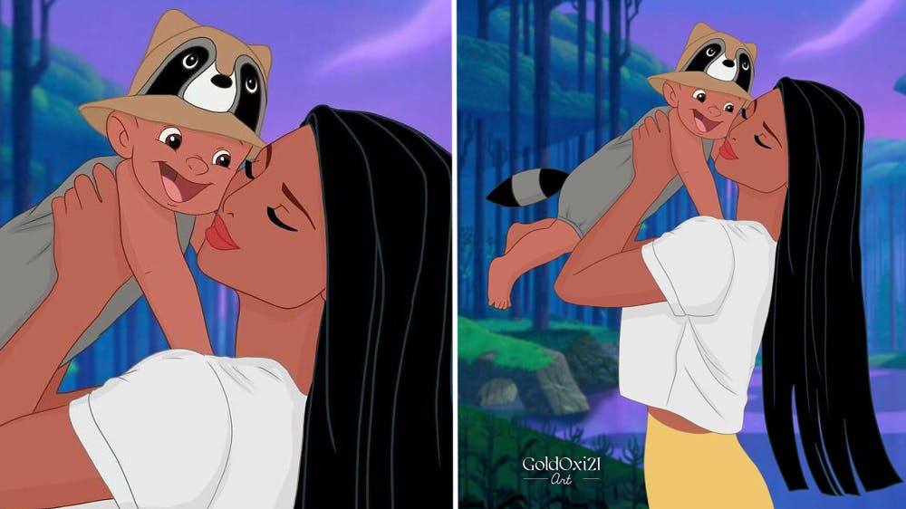 La princesse Disney Pocahontas devenue maman par Oksana Pashchenko