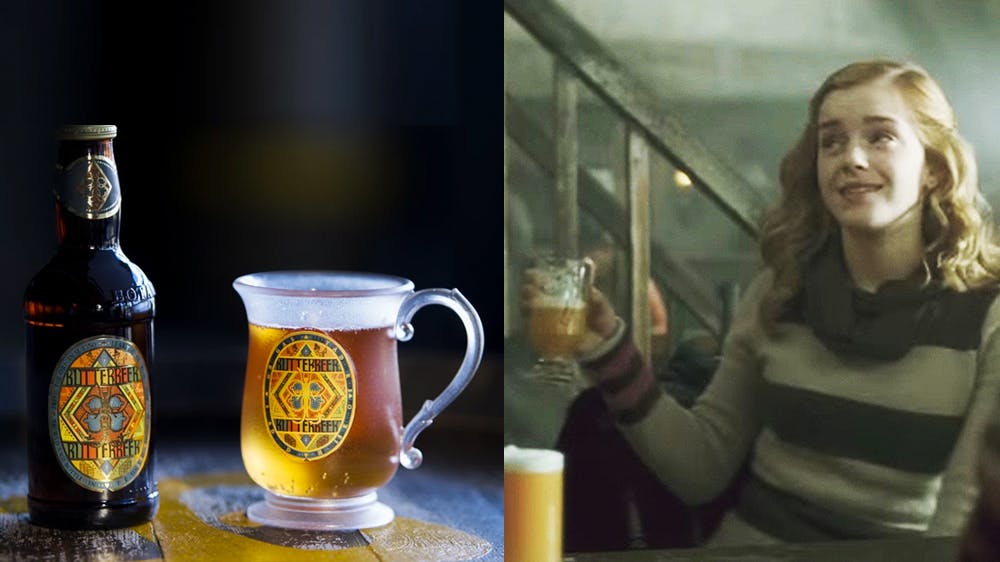 harry potter hermione granger qui boit une bièraubeurre et bouteille de bièraubeurre warner