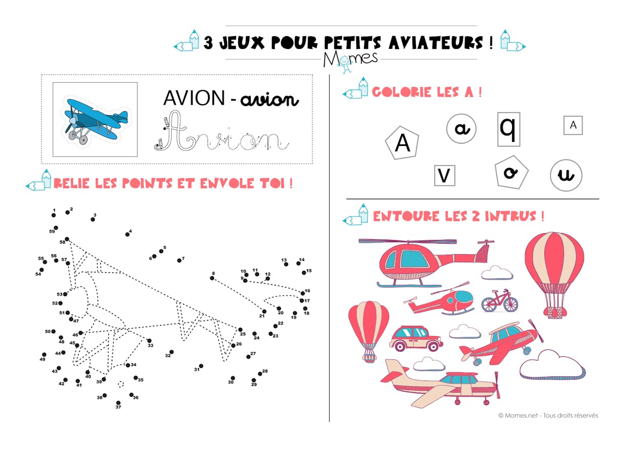 Point à Relier De 1 A 500 à Imprimer 3 jeux pour petits aviateurs | MOMES
