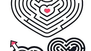 3 petits labyrinthes en formes de coeur