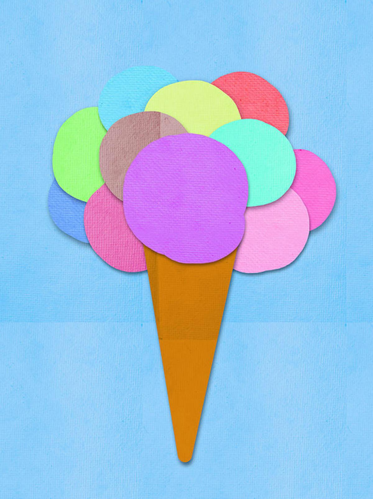 Affiche collage Boules de glaces en papier