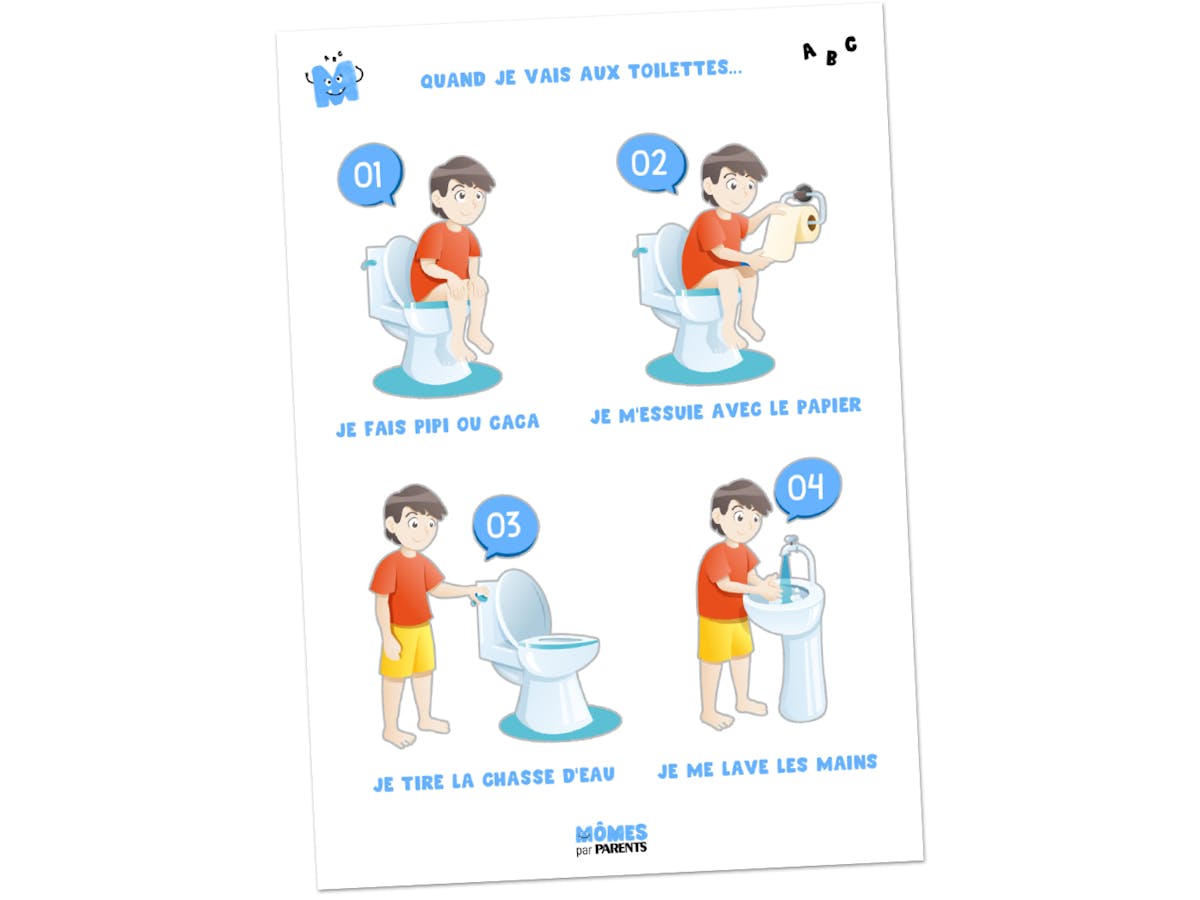 La propreté aux WC : l'affiche des enfants à imprimer