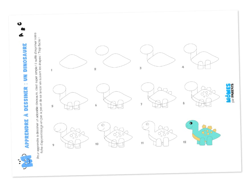 Dessin de dinosaure en pas pas MOMES net Dessin de dinosaure en pas pas MOMES net