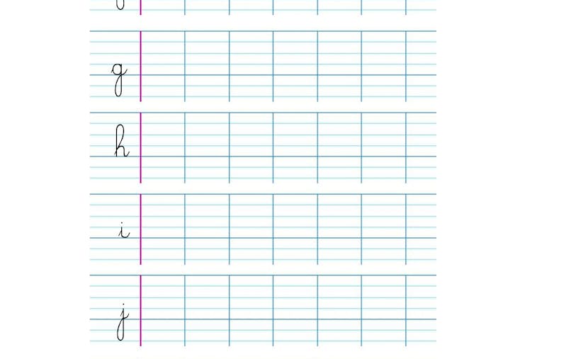 Apprendre A Ecrire Les Cursives Minuscules F G H I J Et K Momes Net