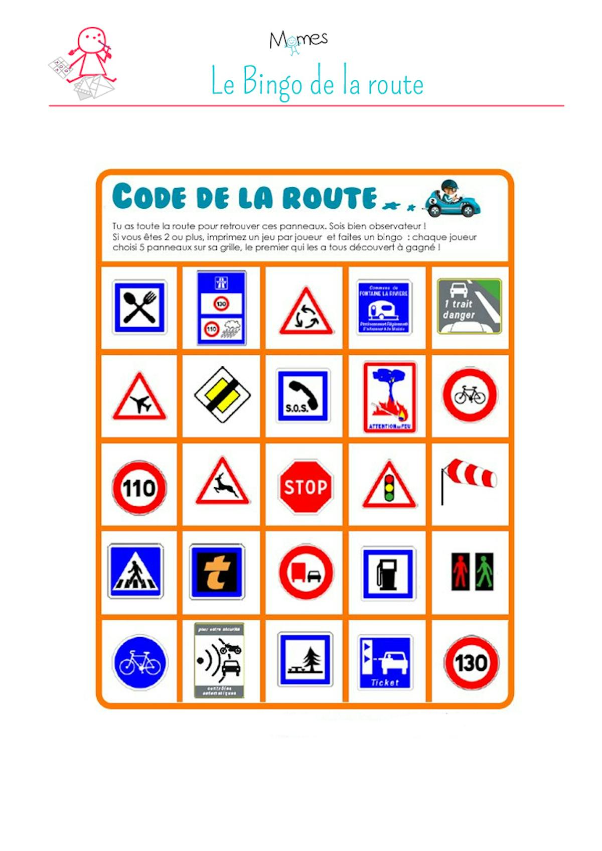 Les Occuper en Voiture: Jeux de Voyage bingo de la route à imprimer! -  Allo Maman Dodo