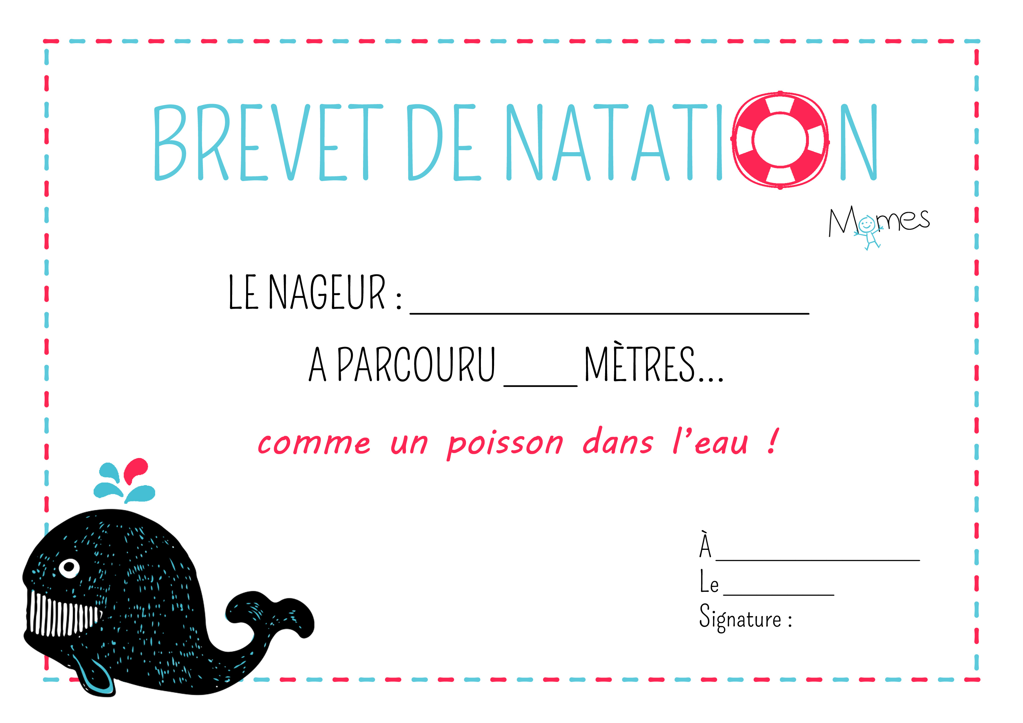 Brevet De Natation à Imprimer | MOMES