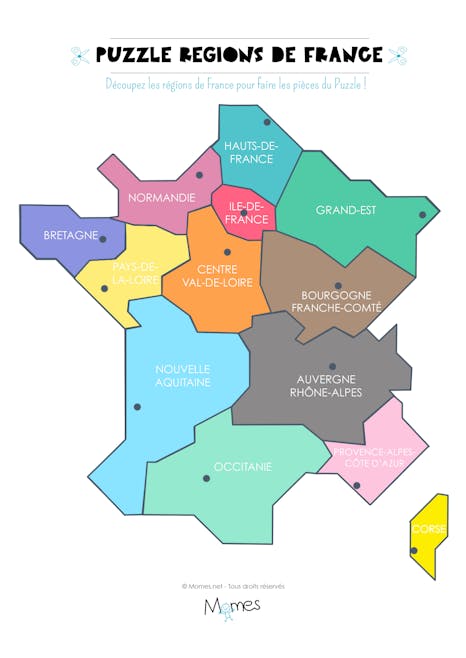 Carte Des Regions De France A Imprimer En Puzzle Momes Net Carte Des Regions De France A Imprimer En Puzzle Momes Net