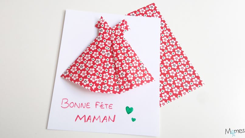 Carte fête des mères robe origami