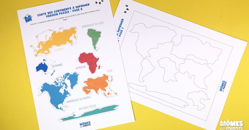 Carte puzzle des continents