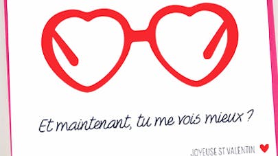 Carte Saint Valentin : les lunettes-coeurs Carte Saint Valentin : les lunettes-coeurs
