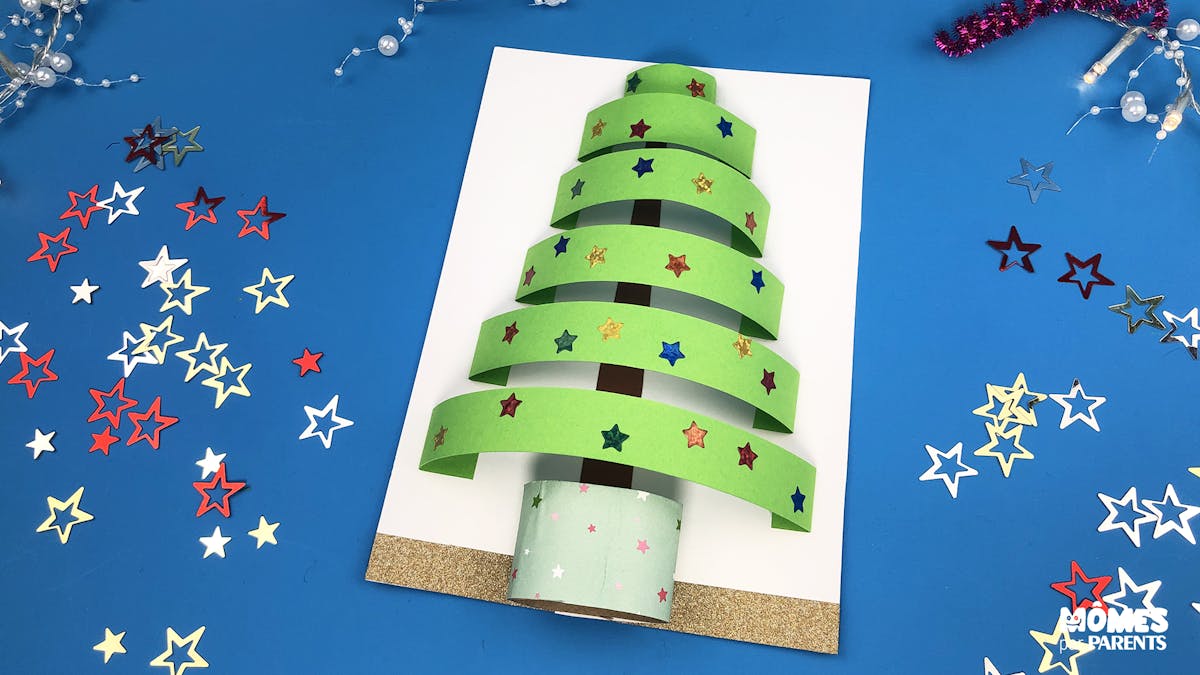 Carte d'arbre de Noël pop-up pour la famille, carte de Noël 3D