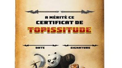 Certificat de Topissitude : Kung-Fu Panda