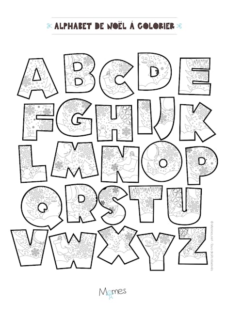 Coloriage Alphabet de Noël à imprimer