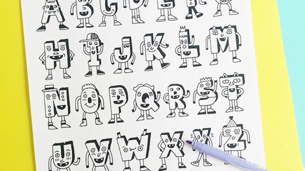 Coloriage Alphabet rigolo | MOMES.net