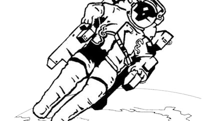 Coloriage astronaute dans l'espace
