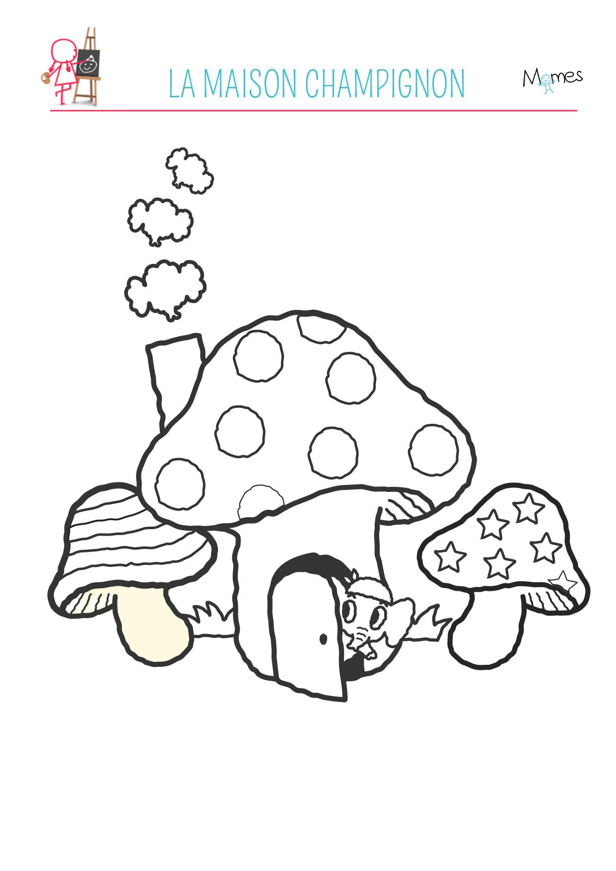 Coloriage Automne La Maison Champignon Momes Net