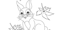 coloriage automne lapin feuille