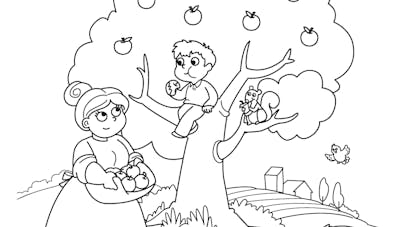 Coloriage Automne Le Pommier Momes Net