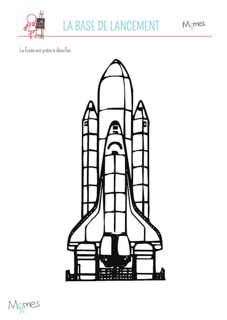 Coloriage base de lancement de Fusée