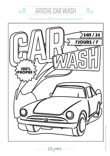 Coloriage Le car-wash voiture