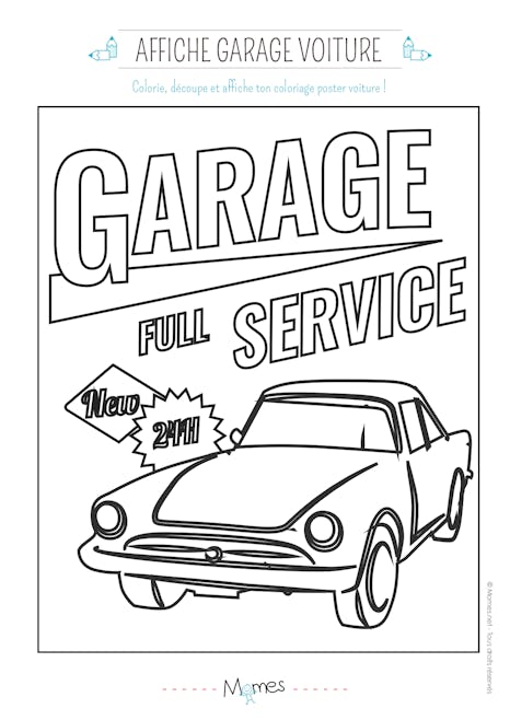 coloriage d'un garage service pour voiture