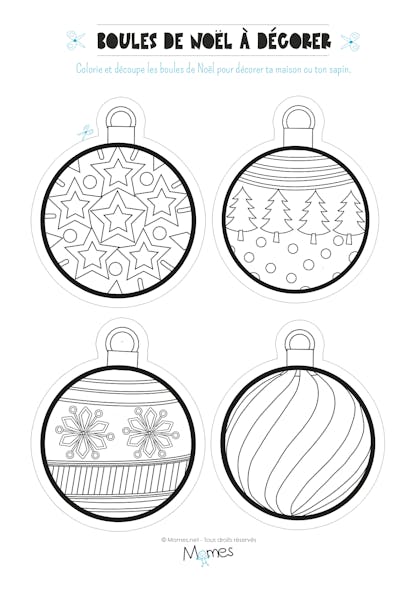 Coloriage de boules de Noël | MOMES.net Coloriage de boules de Noël | MOMES.net