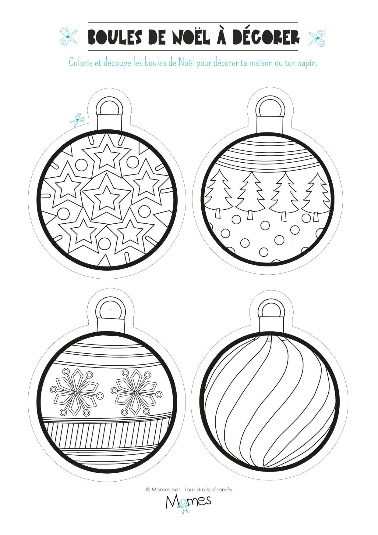 Coloriage de boules de Noël  MOMES