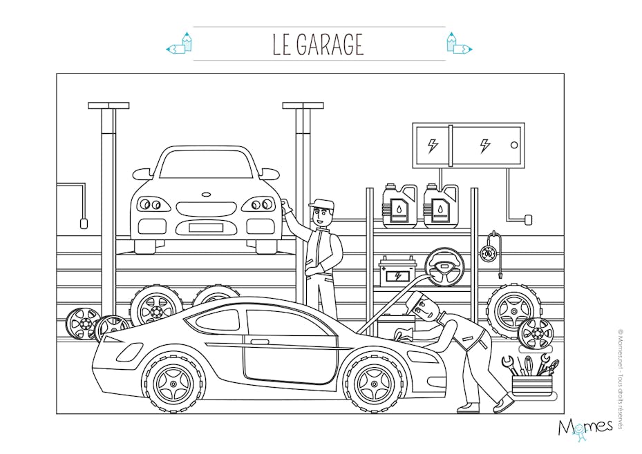 Coloriage Le garage automobile