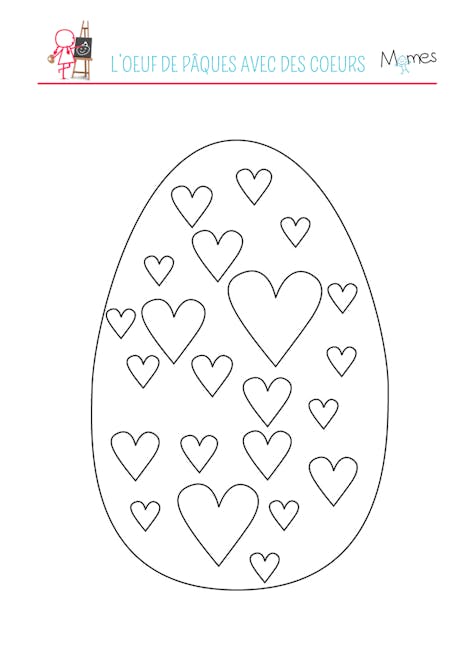 Coloriage de l'œuf de Pâques avec des cœurs