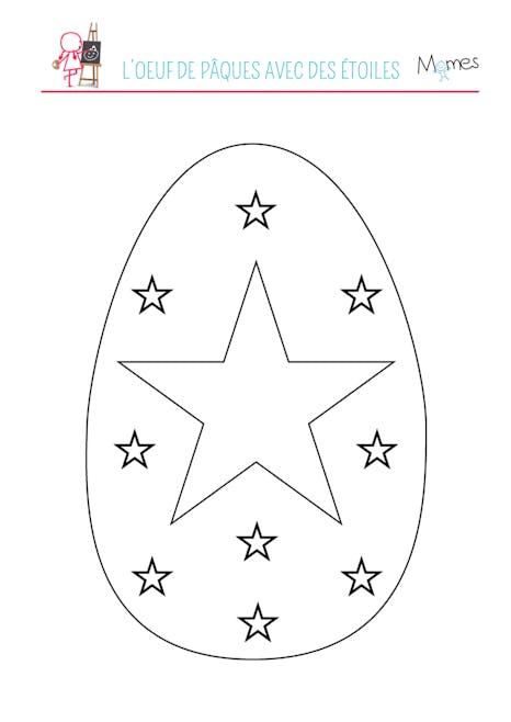 Coloriage de l'œuf de Pâques avec des étoiles