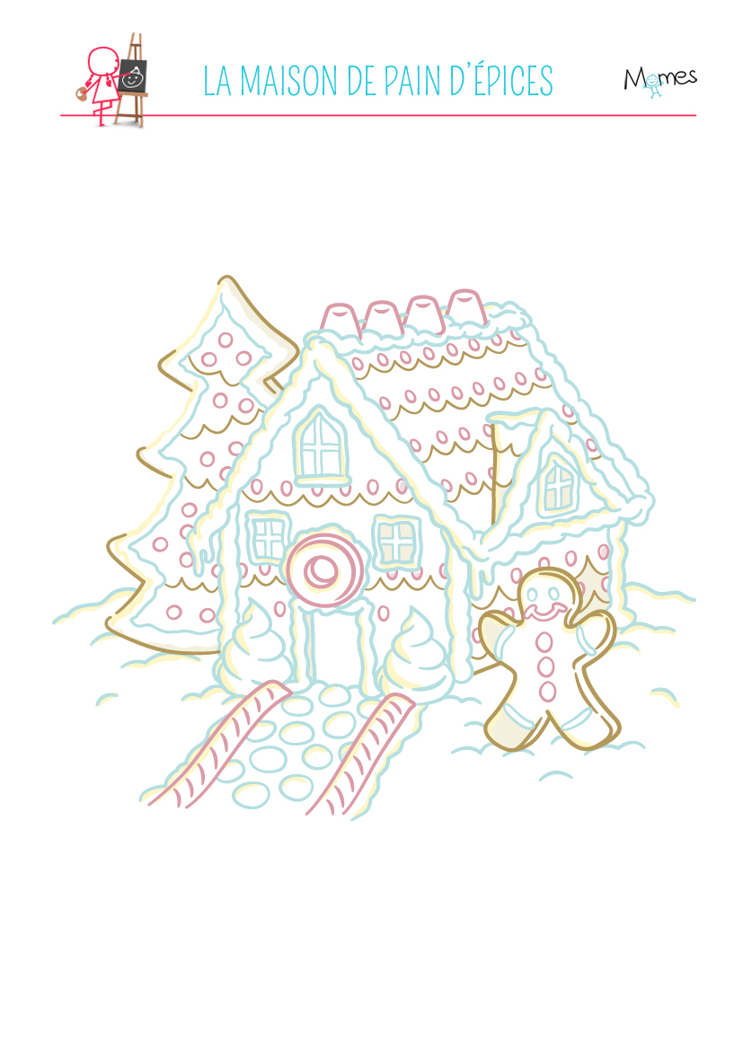 Coloriage de la Maison en pain d'épices | MOMES.net