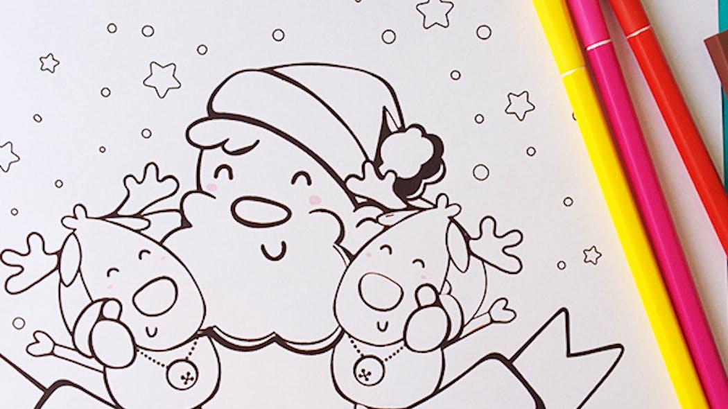 Coloriage de Noël : le Père Noël et ses rennes | MOMES.net Coloriage de Noël : le Père Noël et ses rennes | MOMES.net