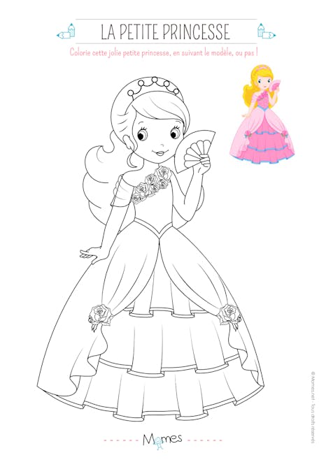 Coloriage de princesse avec modèle