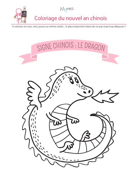 Coloriage du calendrier chinois : le dragon