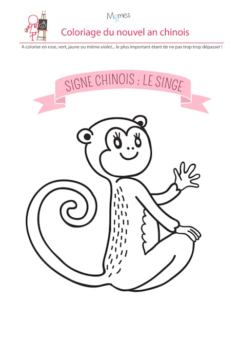 Coloriage du calendrier chinois : le singe