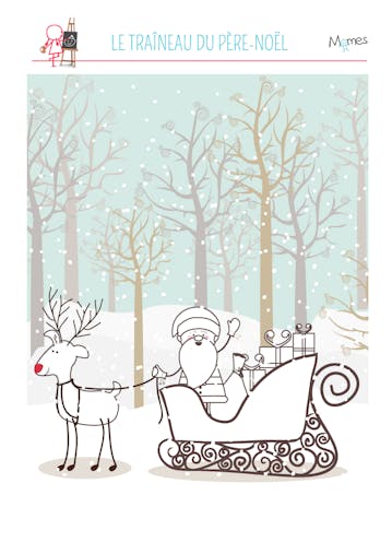 Coloriage du Père Noël et son traineau | MOMES.net