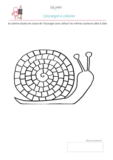 Coloriage escargot  exercice  MOMES.net