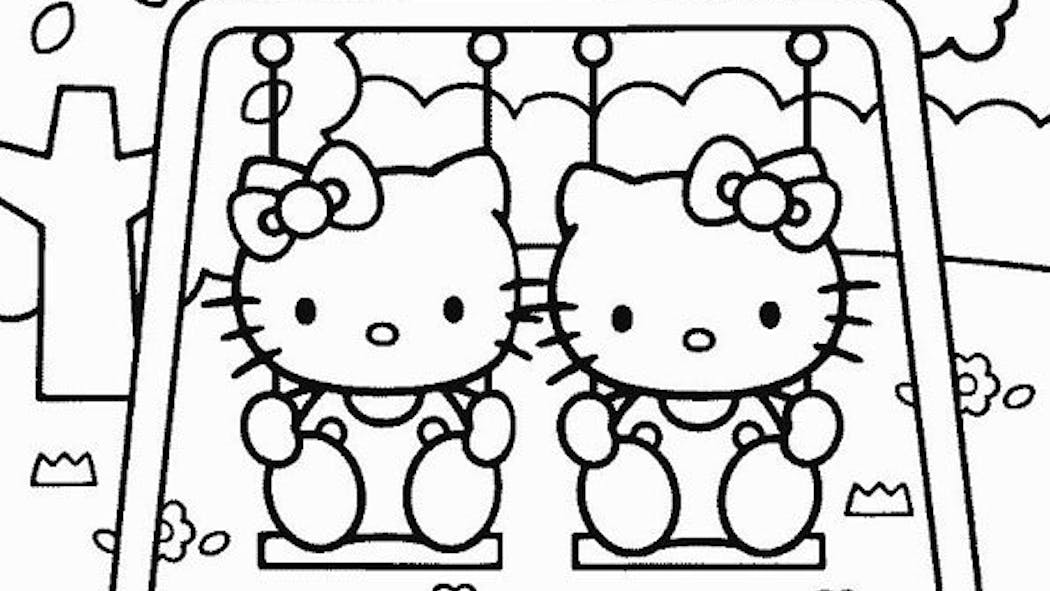 Coloriage Hello Kitty au parc  MOMES.net