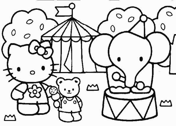 Coloriage Hello Kitty au cirque