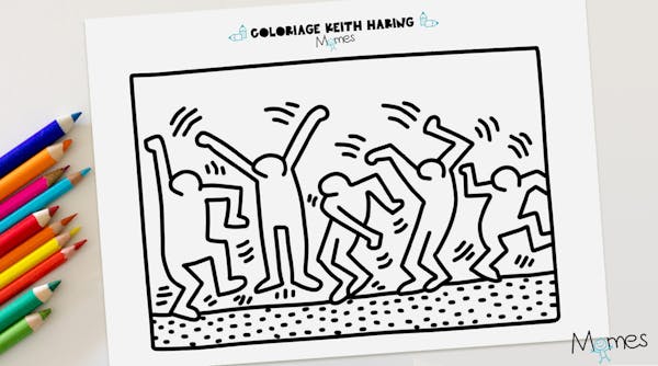 Coloriage Keith Haring : les danseurs