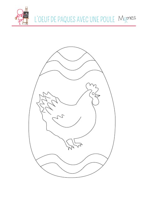 Coloriage L'œuf de Pâques avec une cocotte