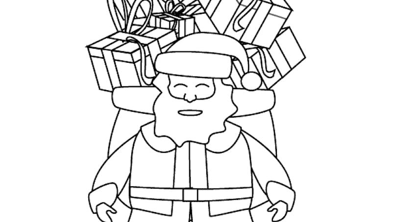 Coloriage La père Noël et hotte  MOMES.net